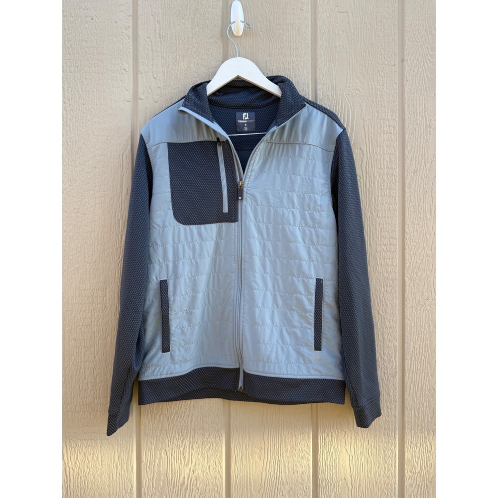 FootJoy S ThermoSeries Hybrid Jacket Golf Athletic Quilted Blue Grey Polyester
